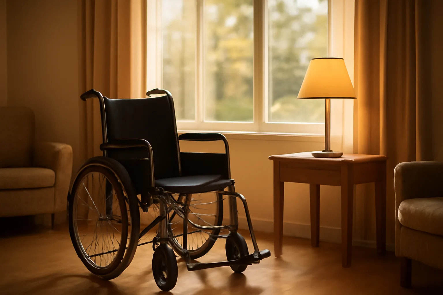Sunlit residential care common room representing the assisted living versus nursing home comparison