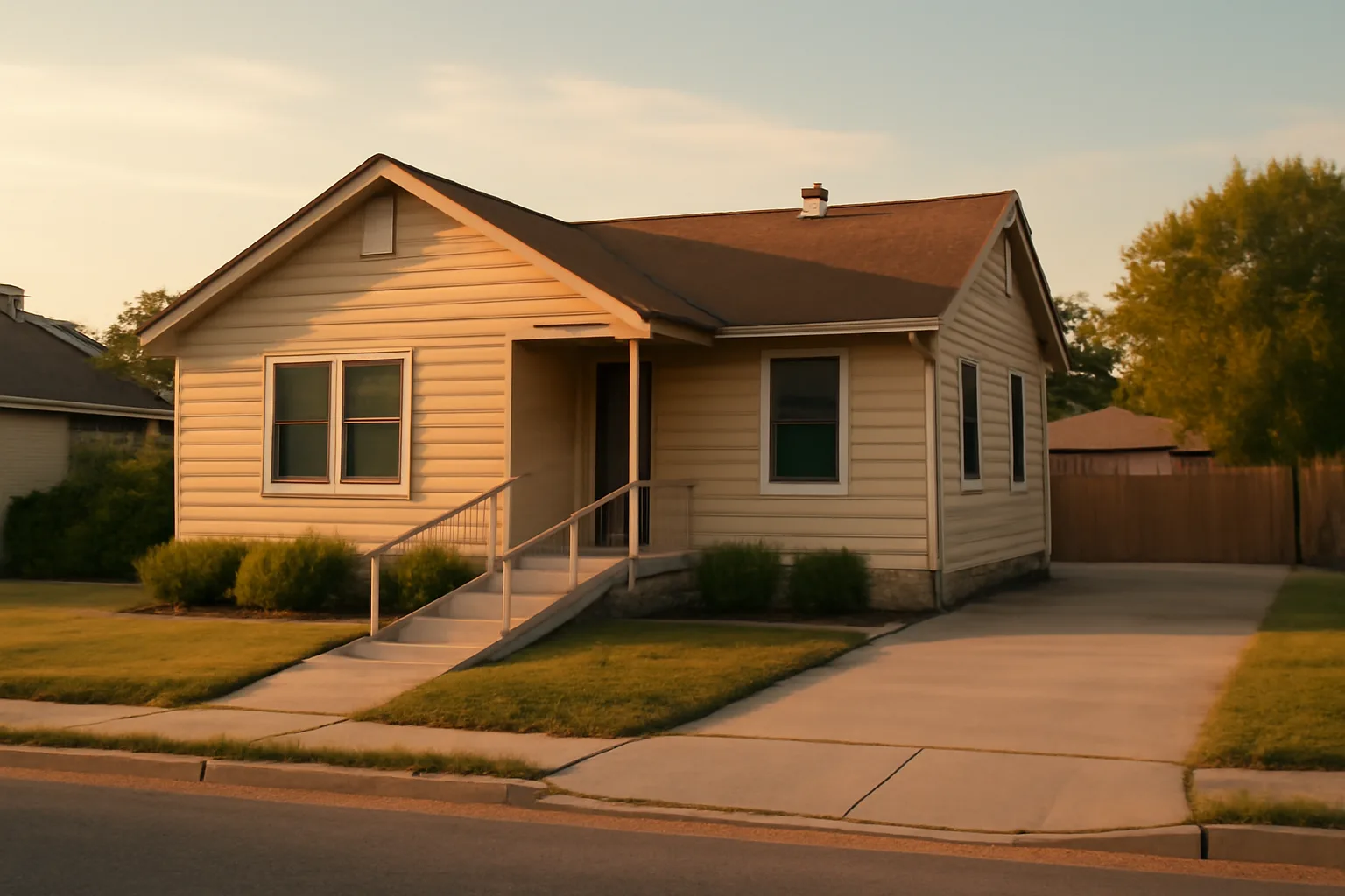 Small residential house with wheelchair ramp representing a low-budget group home start