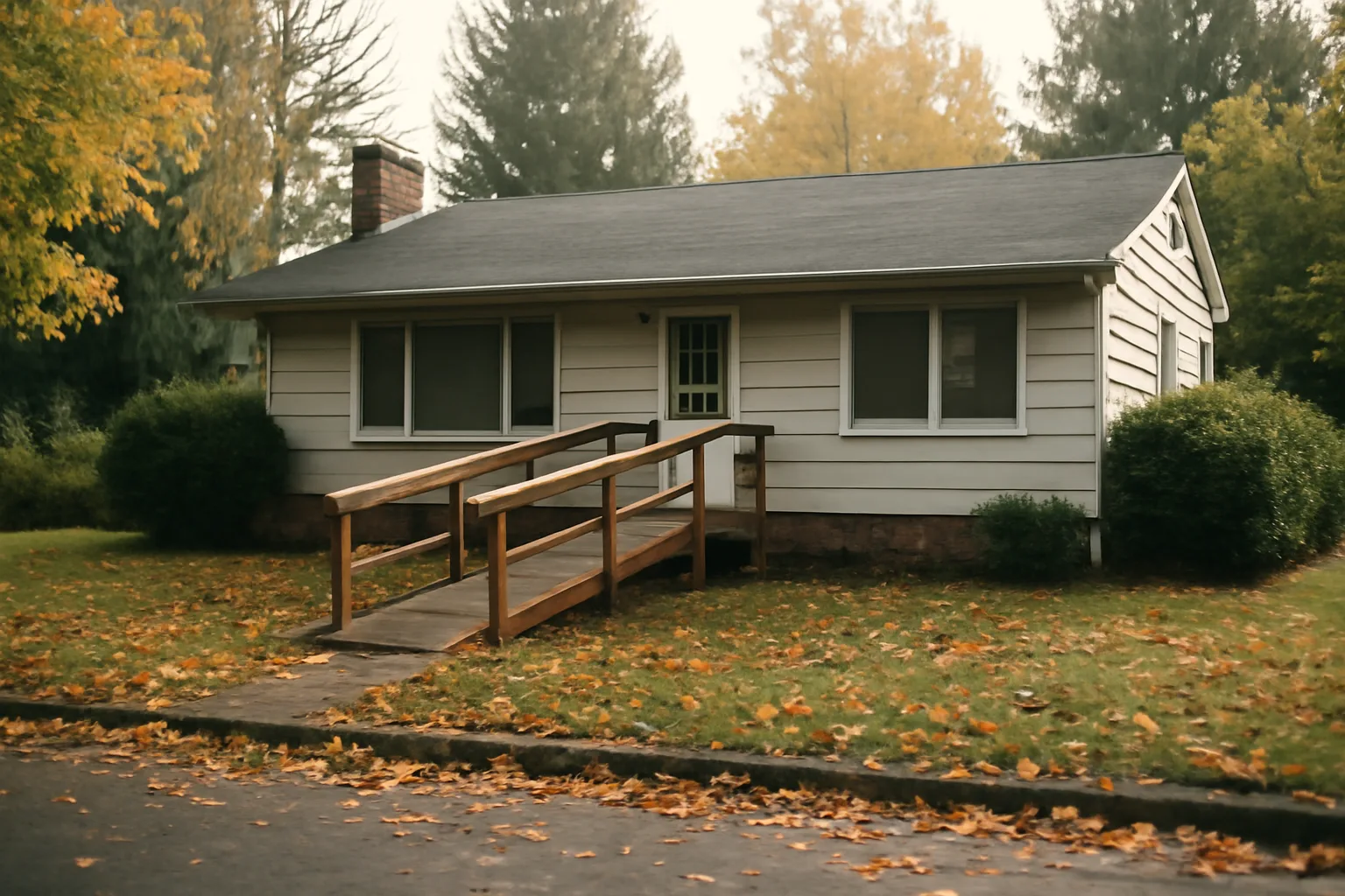 Ranch-style house with wheelchair ramp representing an Oregon adult foster home