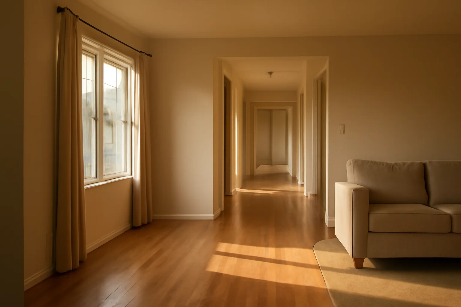 Sunlit hallway inside a residential home being prepared for Arizona group home licensing
