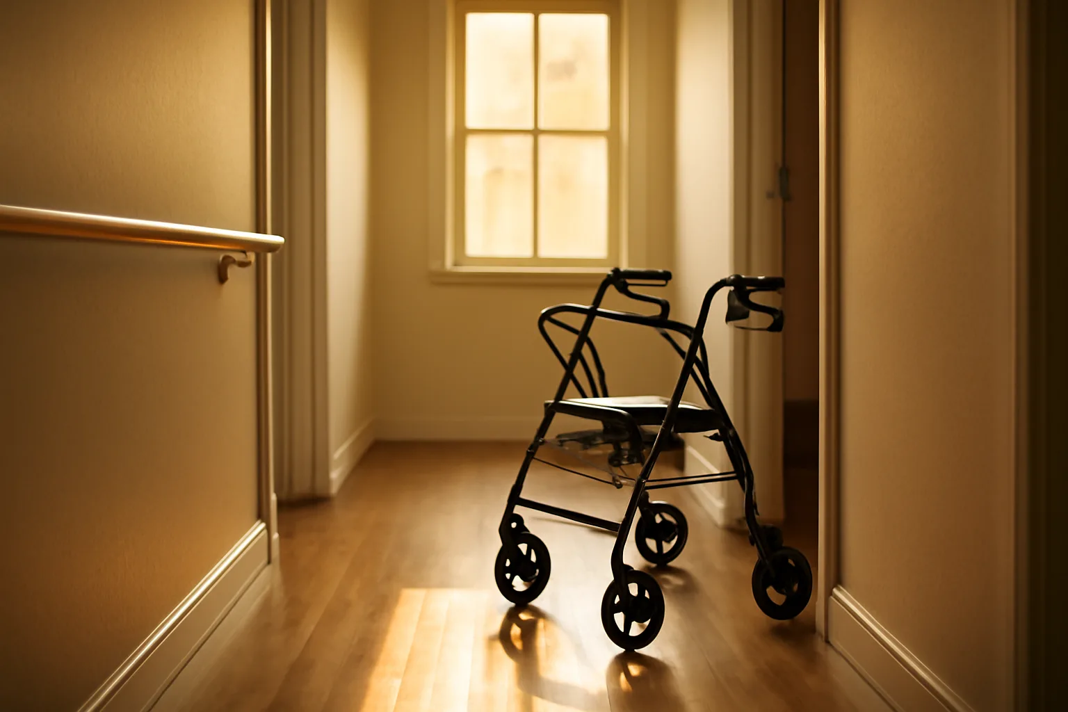 Hallway with handrails in a licensed assisted living residential home
