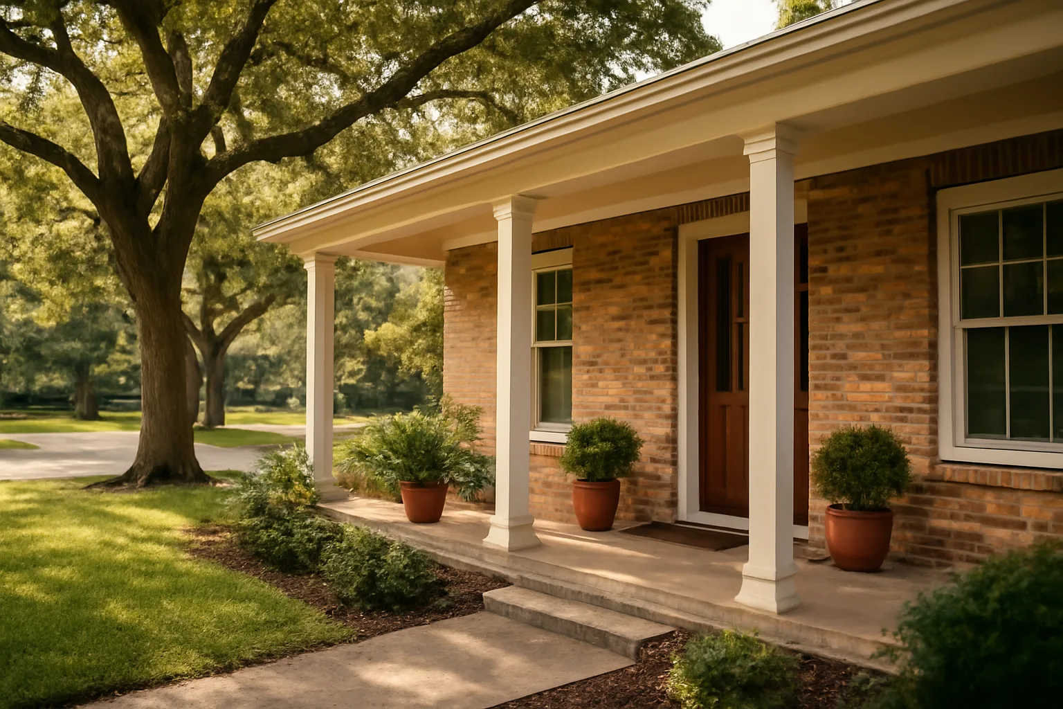 Residential home exterior in Bellaire Texas neighborhood suitable for group home assisted living