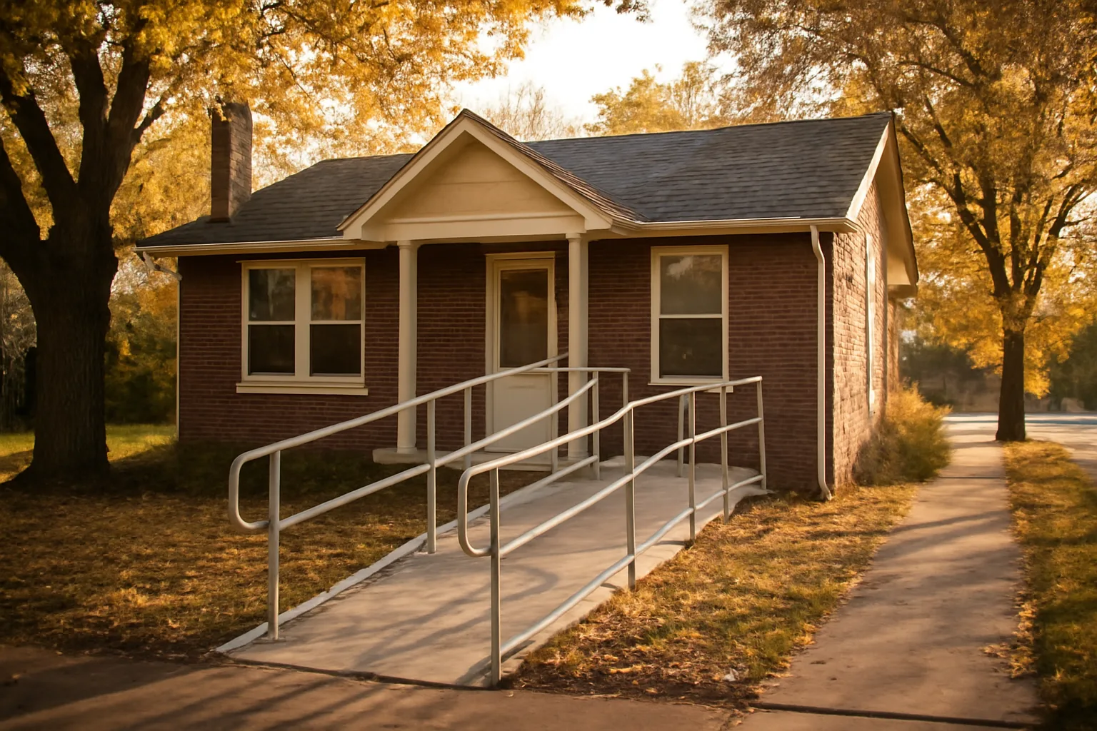 Renovated single-family house with wheelchair ramp used for Virginia assisted living licensing