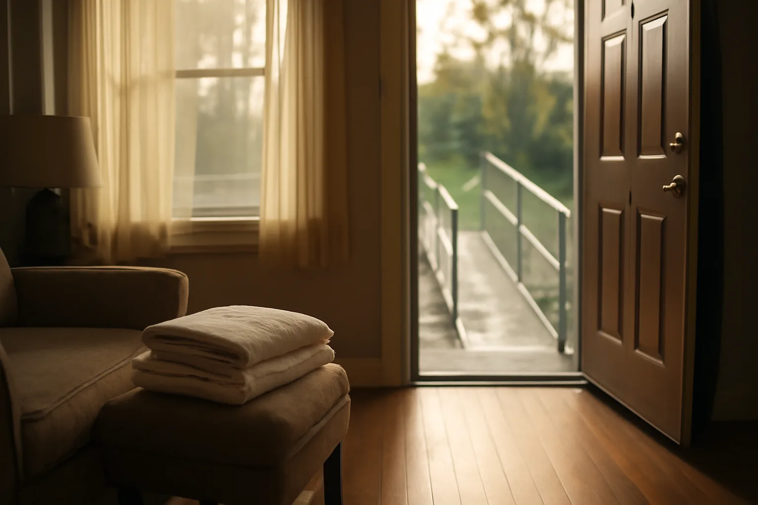 Residential living room and ramp entrance typical of a licensed group home in Virginia