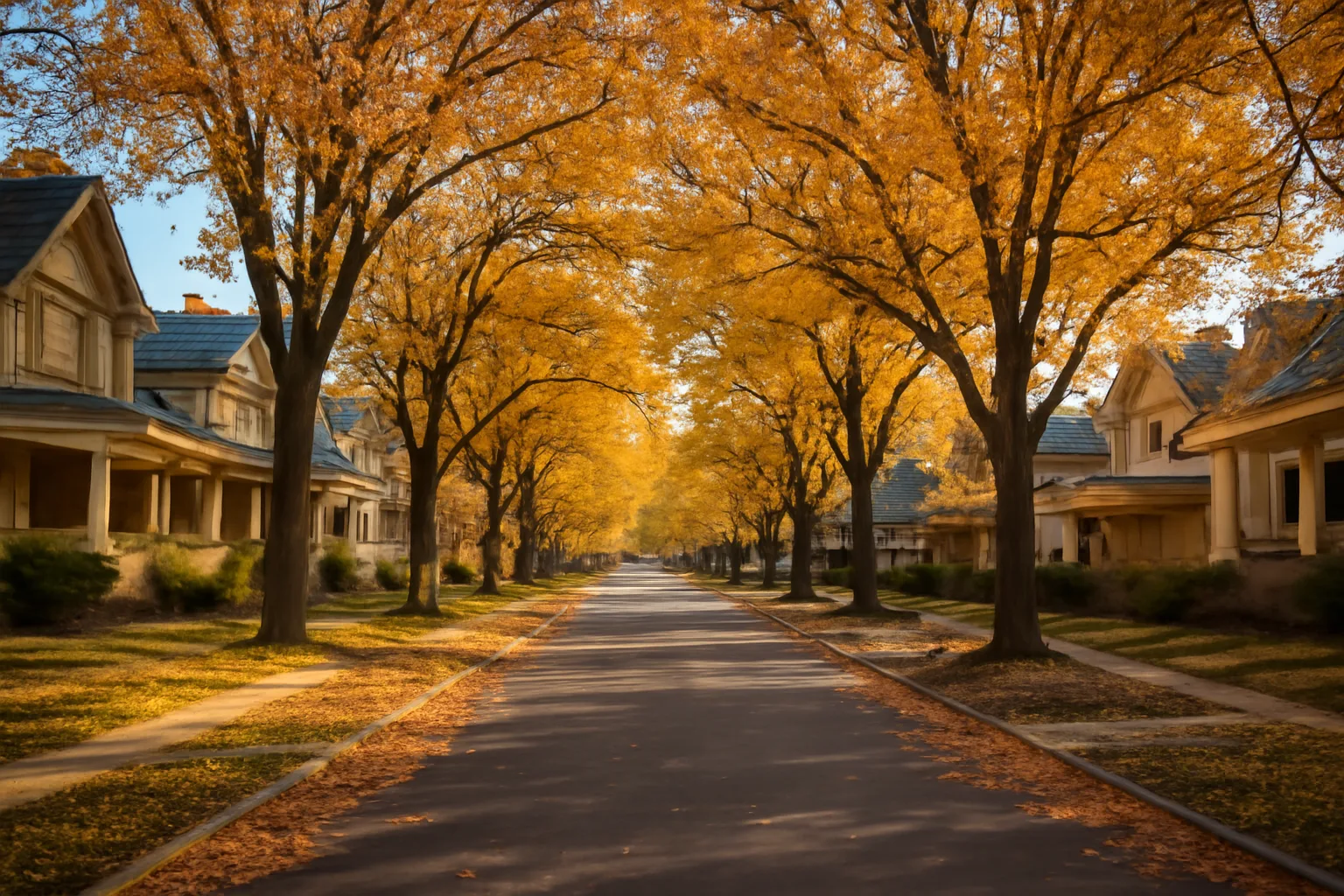 Residential street in Denver neighborhood with single-family homes and trees