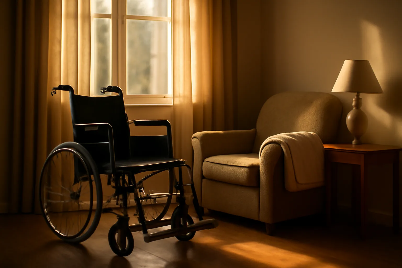 Quiet residential living room representing a licensed group home and home health setting
