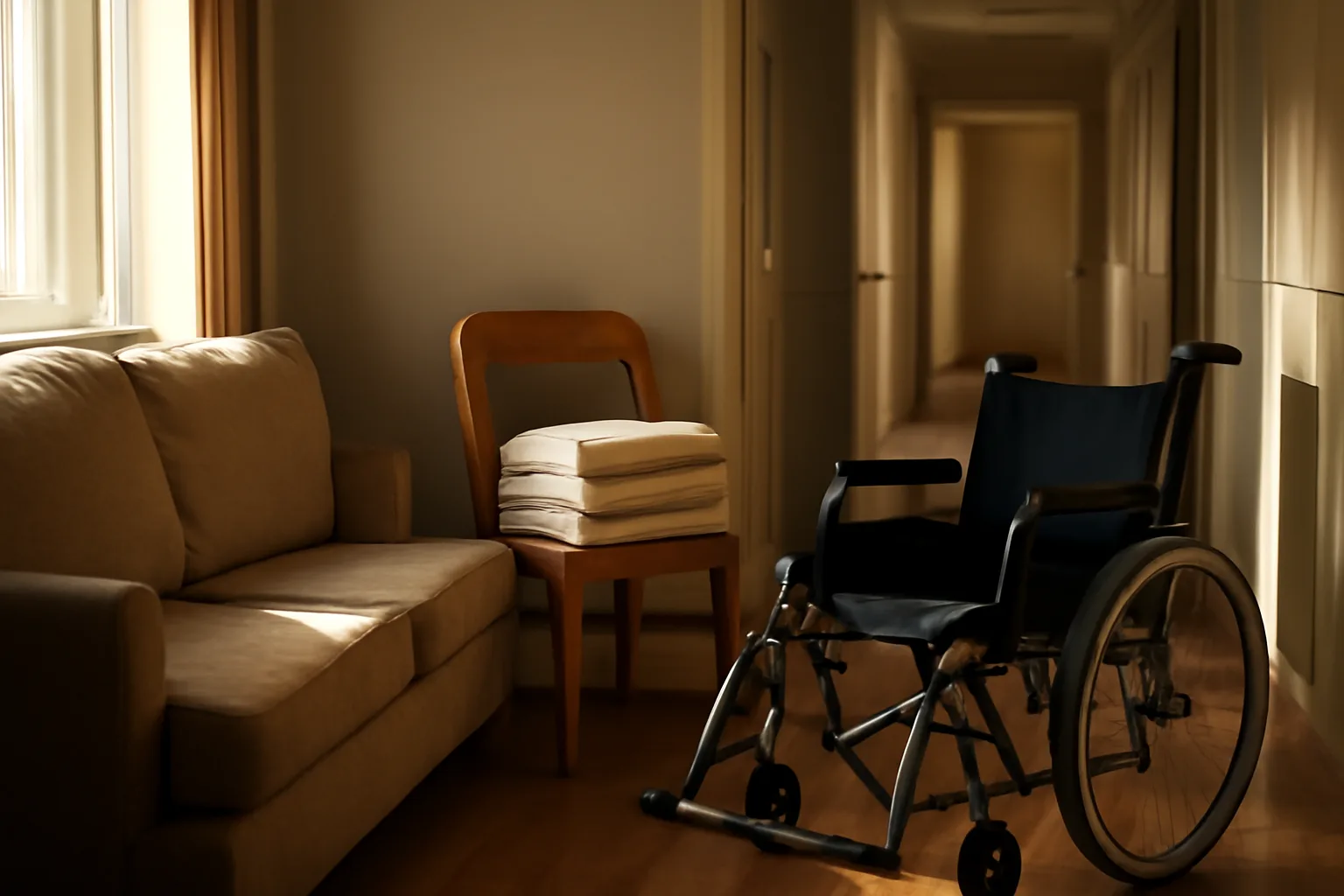 Empty residential living room being prepared to open as a licensed group home