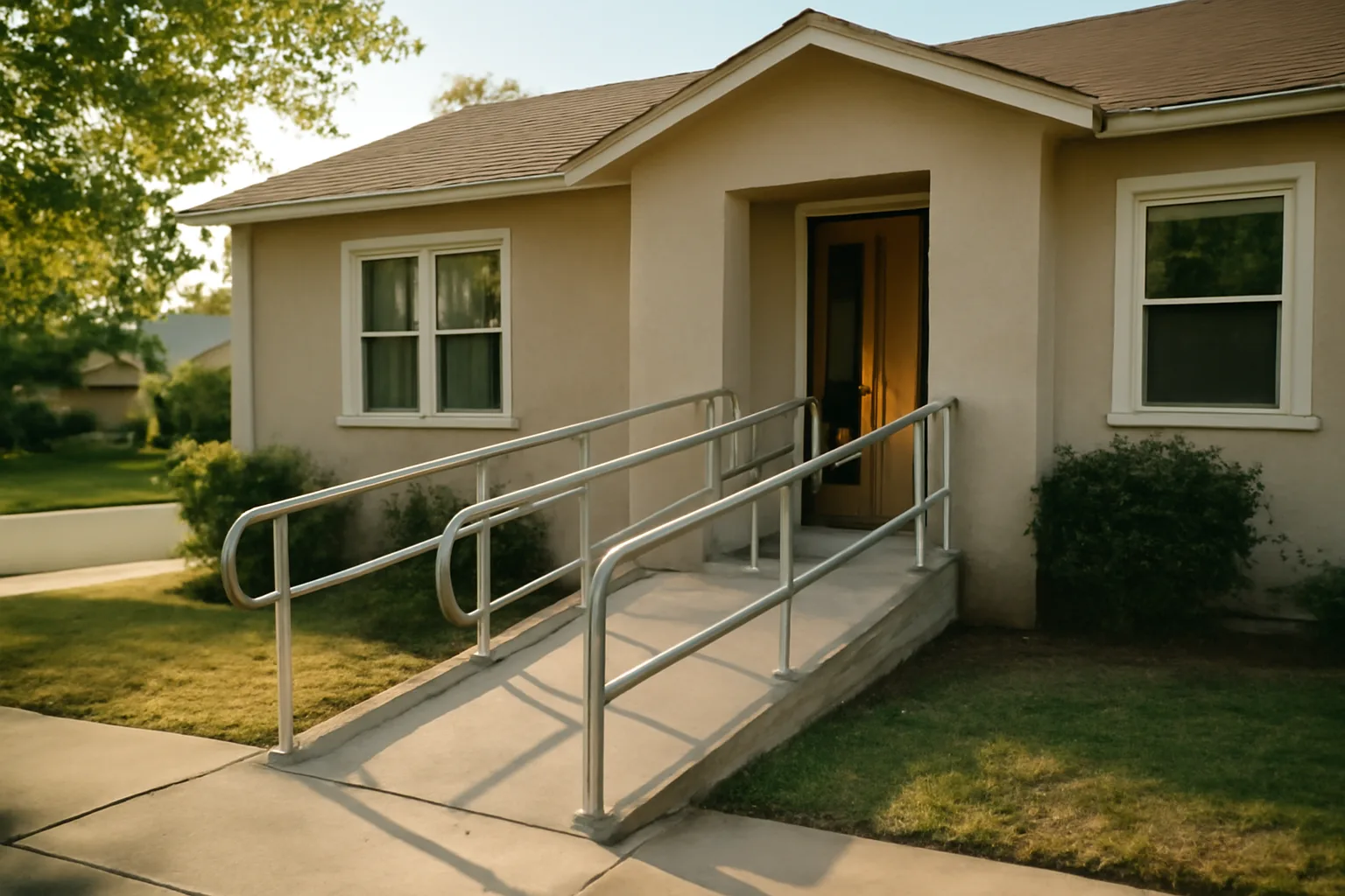 Residential house with wheelchair ramp representing how to start a group home
