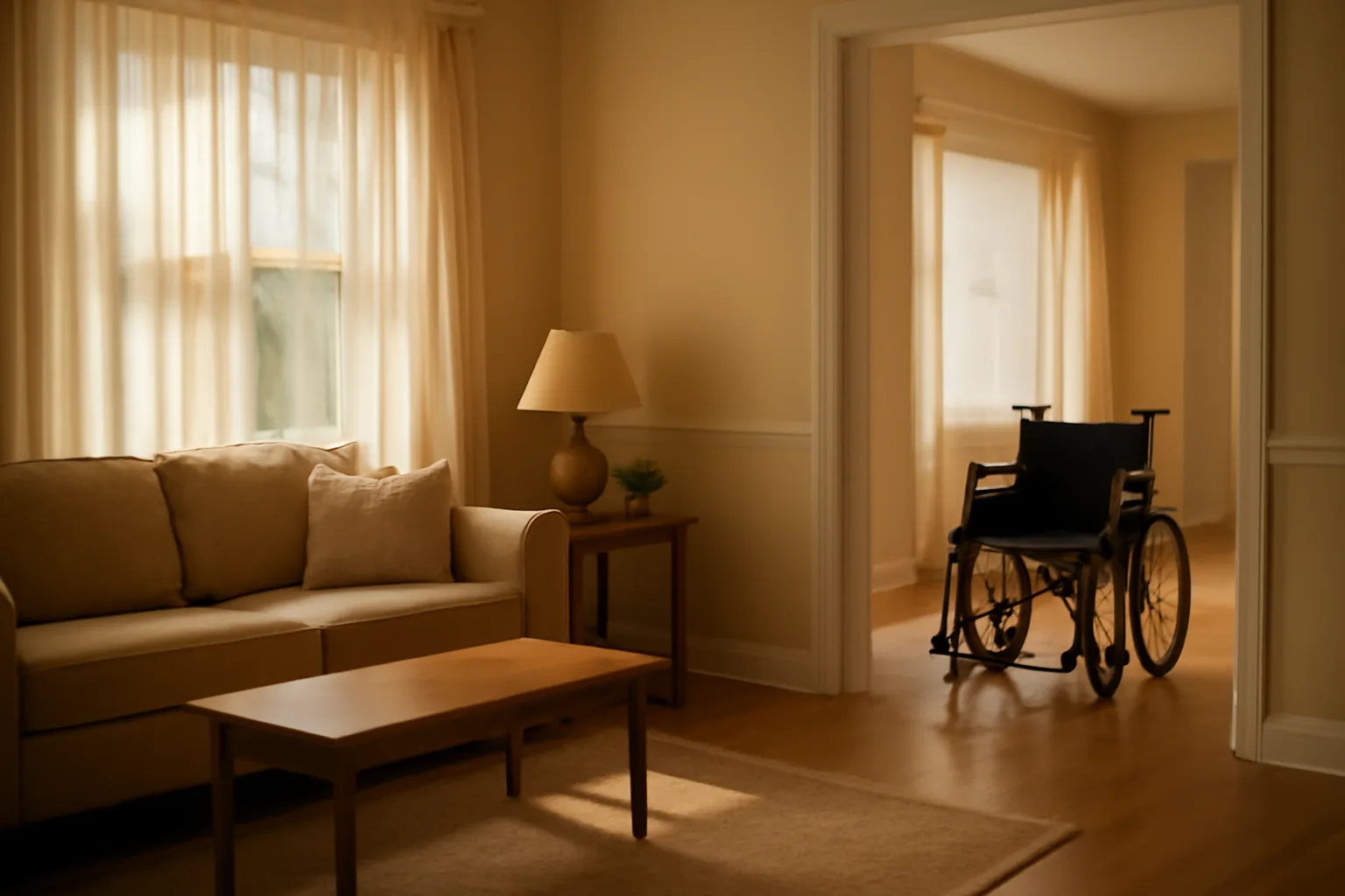 Living room hallway in a home set up for adult foster care licensing