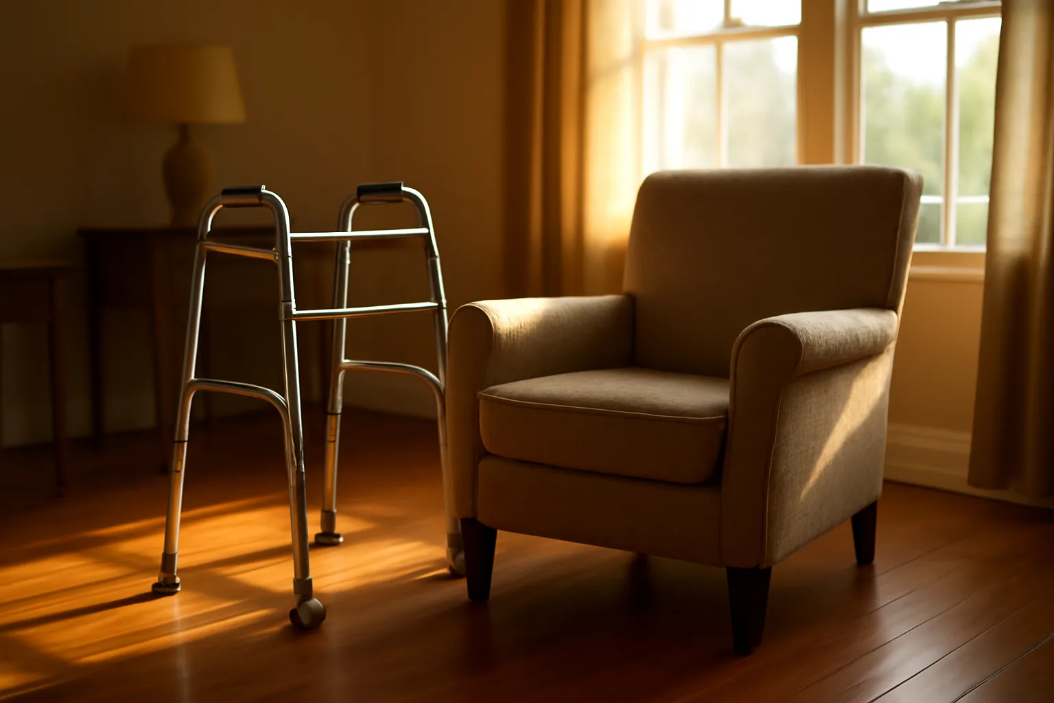 Living room of a California residential care home prepared for group home licensing inspection
