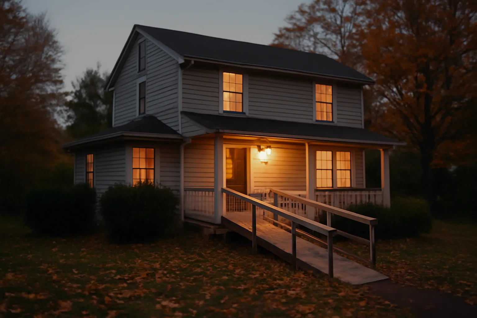 Suburban New York house with wheelchair ramp representing a licensed group home
