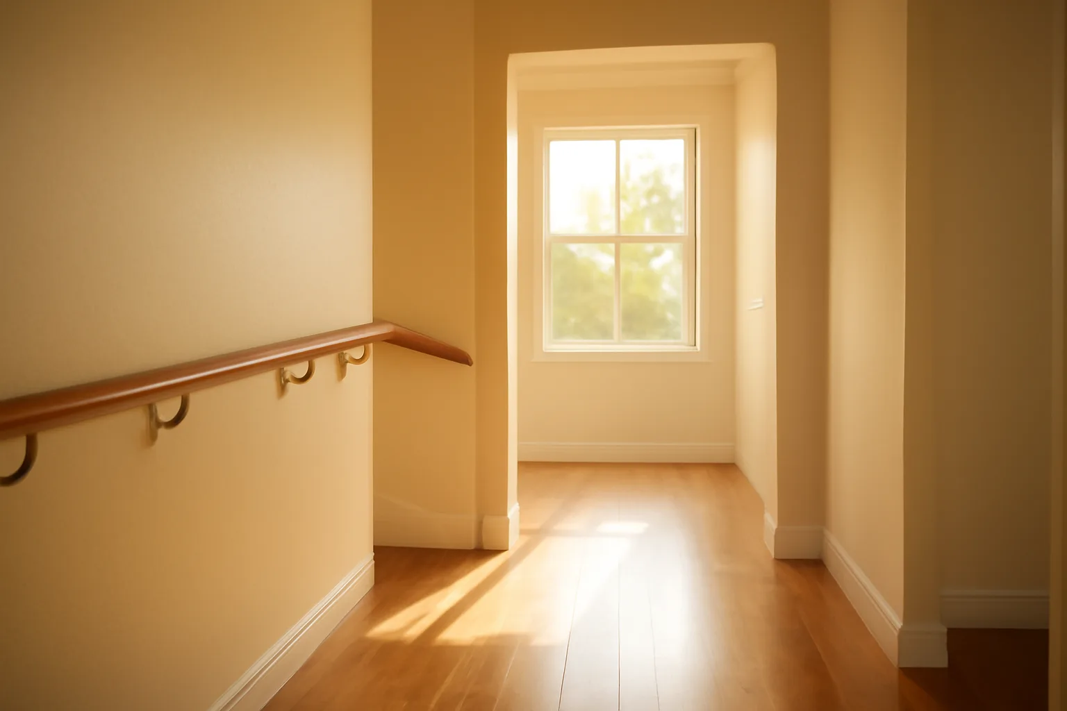 Empty accessible hallway in a residential home being prepared as a licensed group home