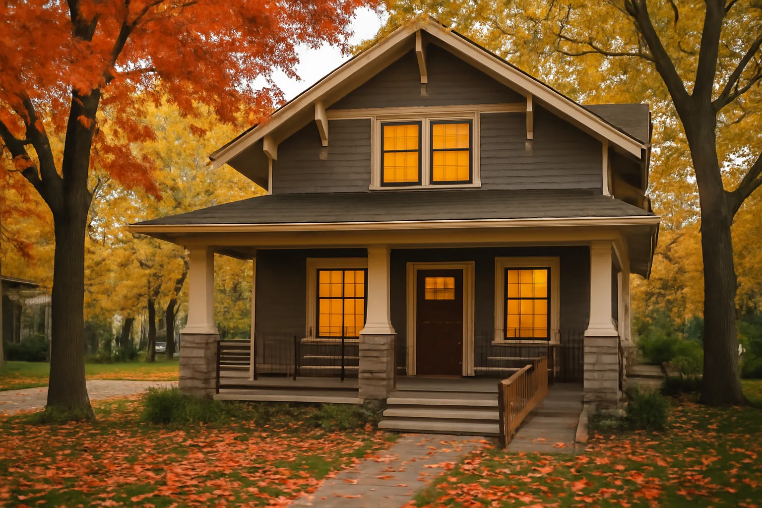 Residential home with accessible ramp in Wisconsin neighborhood, representing group home setting