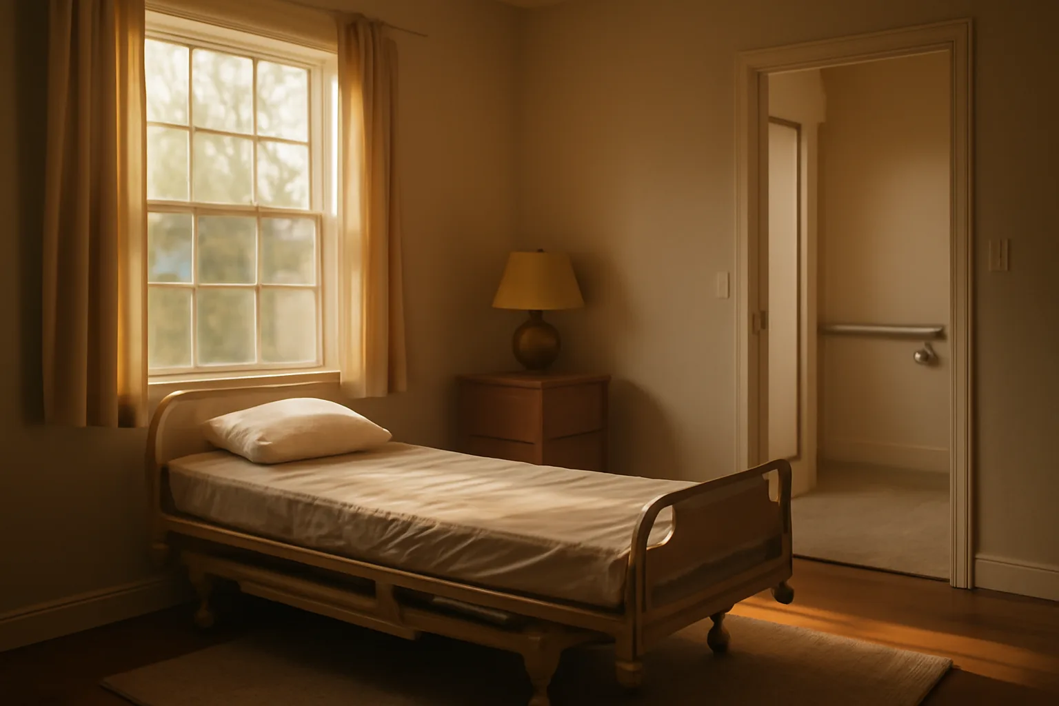 Empty accessible bedroom in a house being prepared as a licensed group home