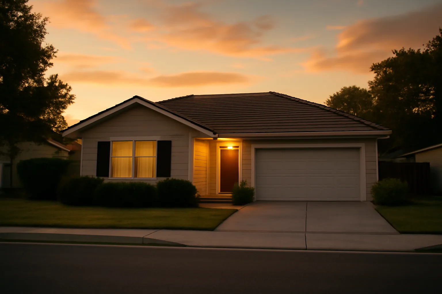 Quiet suburban house exterior representing a residential group home setting
