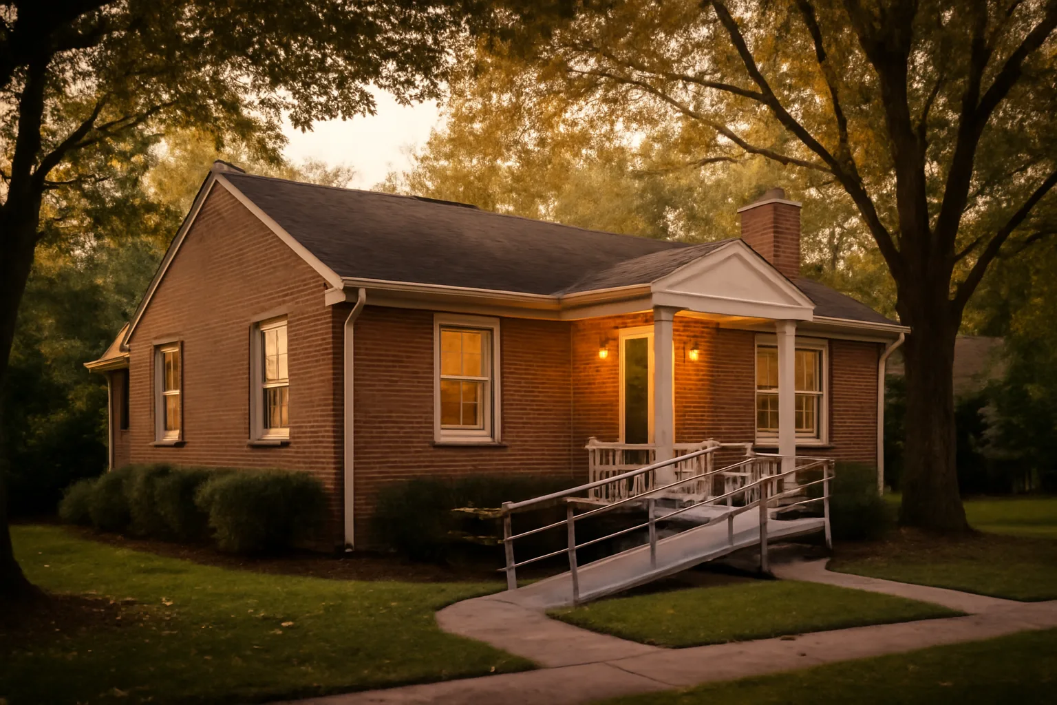 Suburban Virginia house with wheelchair ramp used as a licensed group home