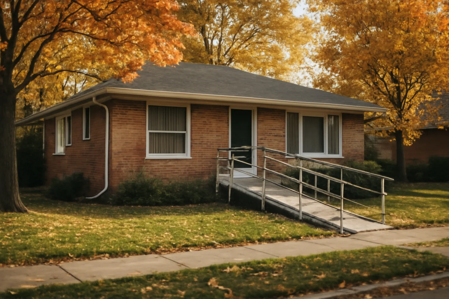 Michigan ranch-style home with wheelchair ramp used for adult foster care licensing