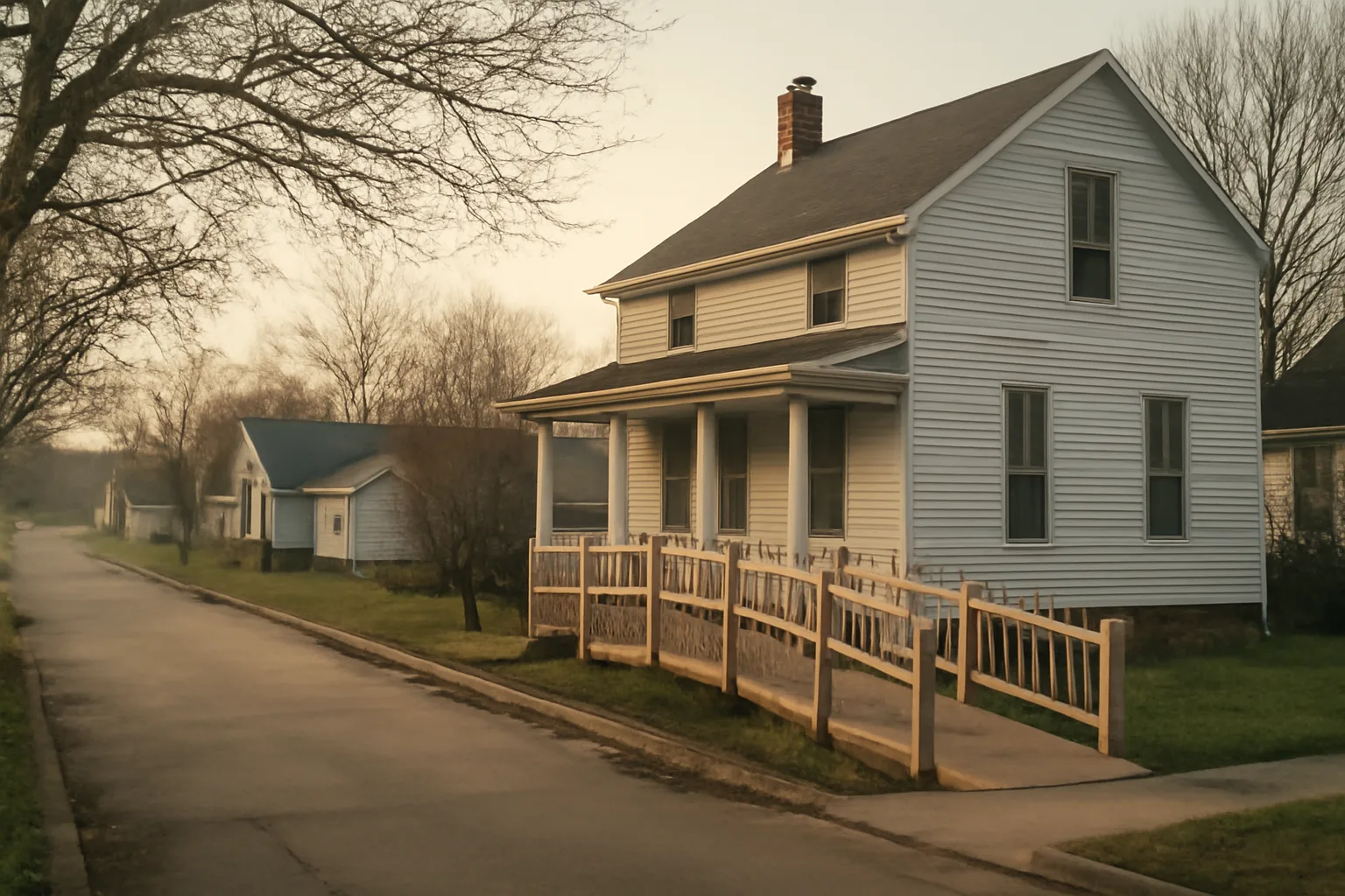 Converted residential house with wheelchair ramp used for licensed assisted living care