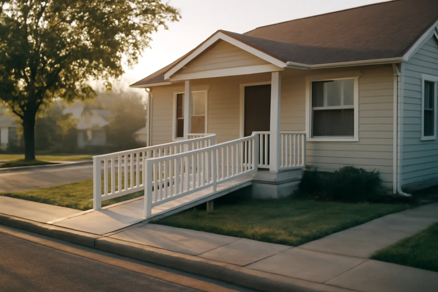 Residential house with wheelchair ramp representing Michigan assisted living licensing standards