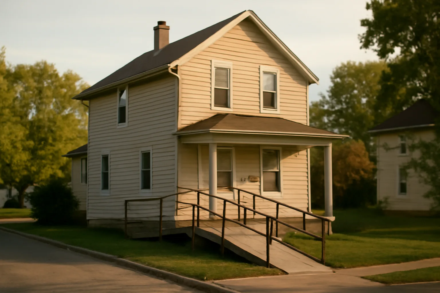 Ohio residential house with accessibility ramp representing group home licensing requirements