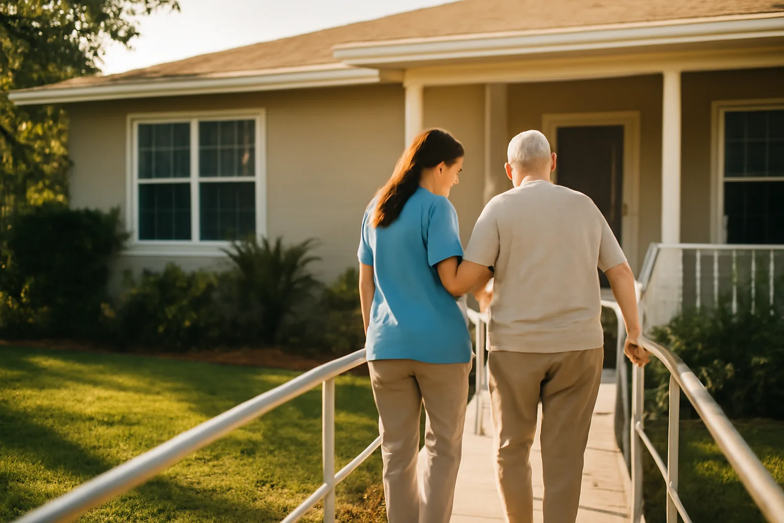 Florida residential care home exterior with ramp, representing opening a group home in florida