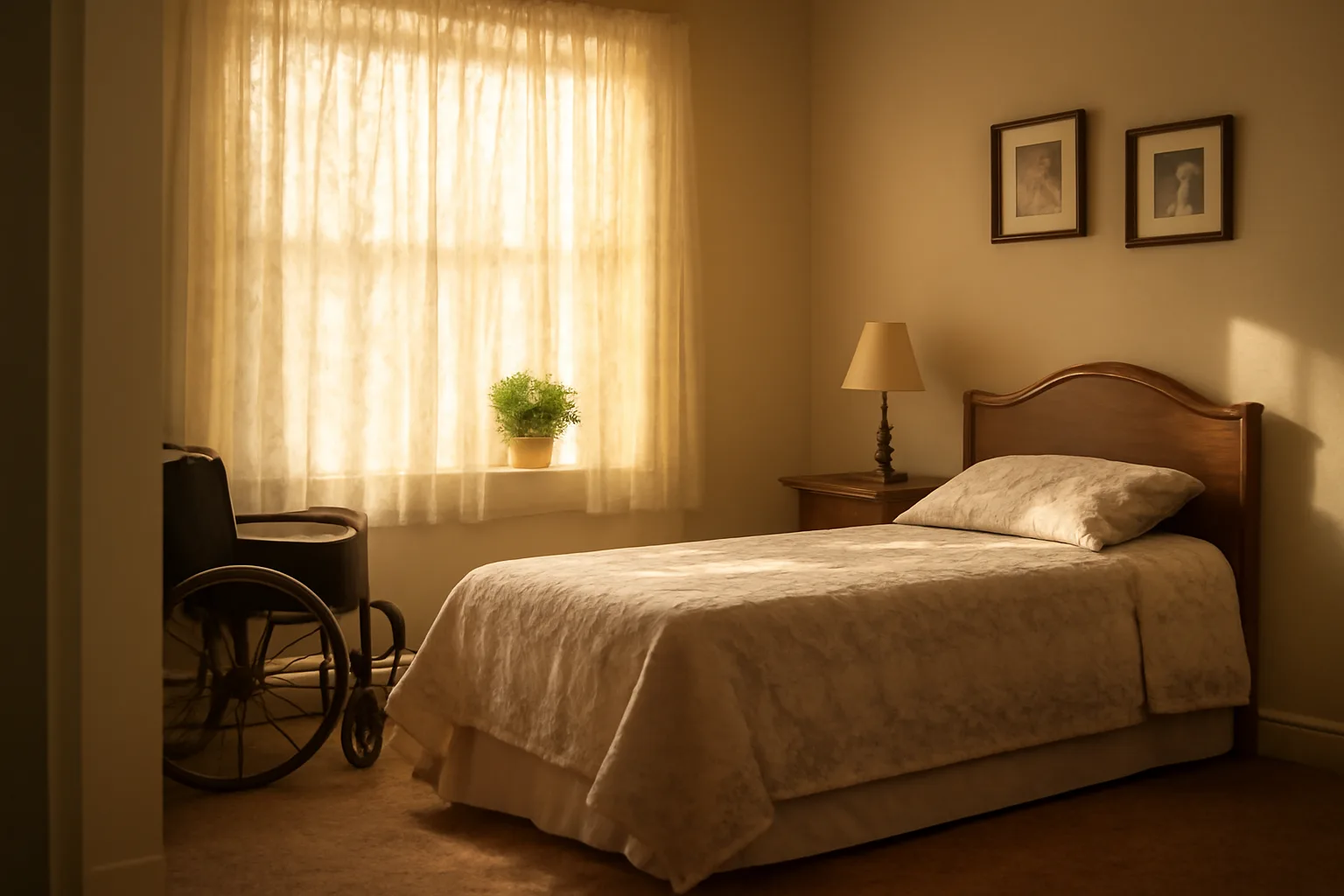 Residential personal care home bedroom in Pennsylvania with natural light