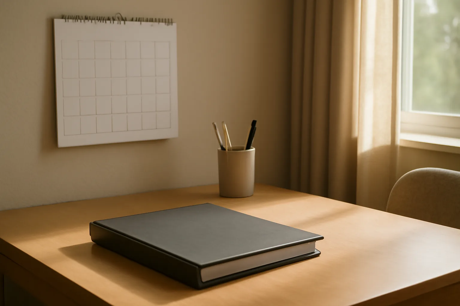 Desk scene representing tracking of RCFE administrator renewal status paperwork and deadlines