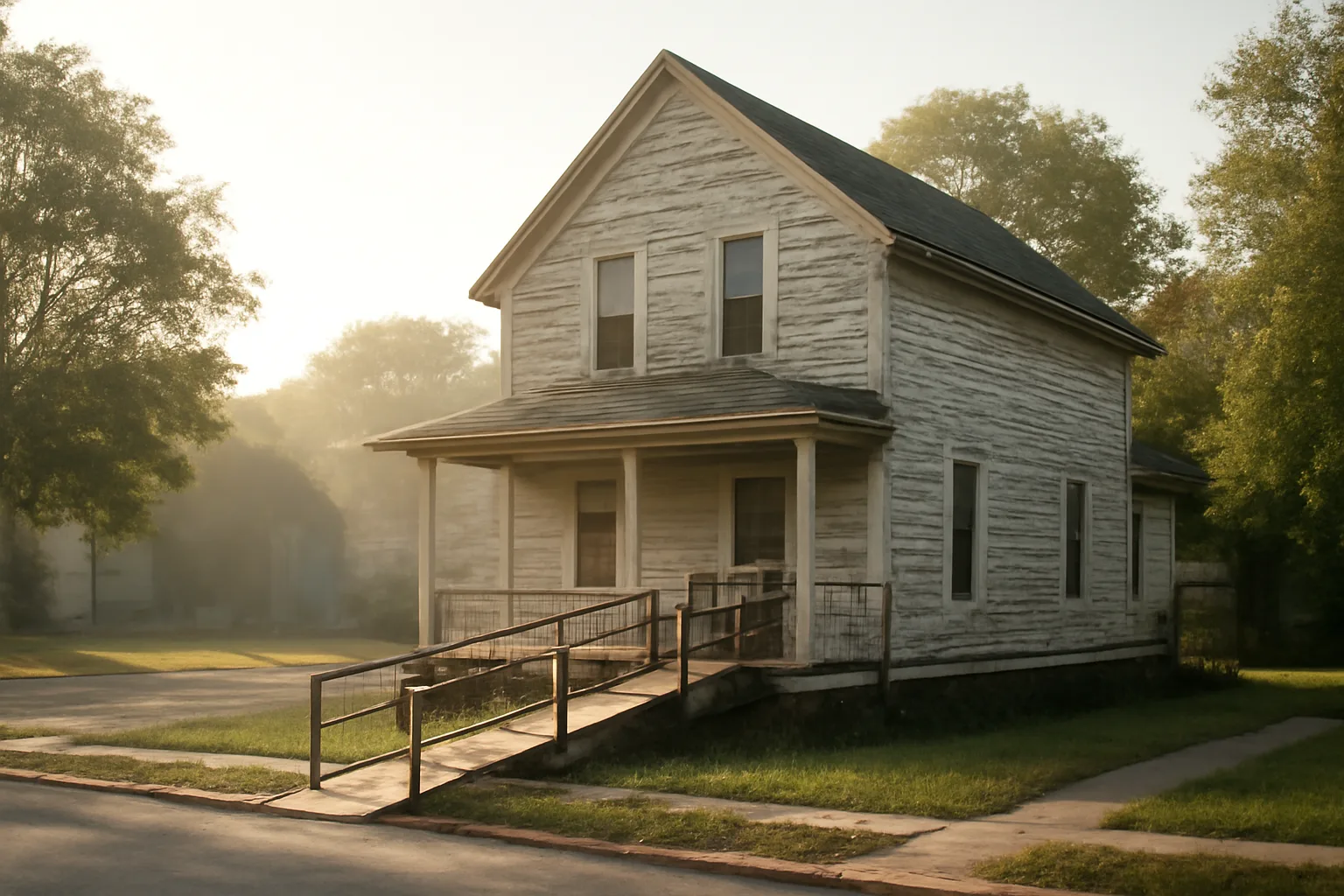 Residential-style assisted living facility in Maryland shown as a converted house with ramp