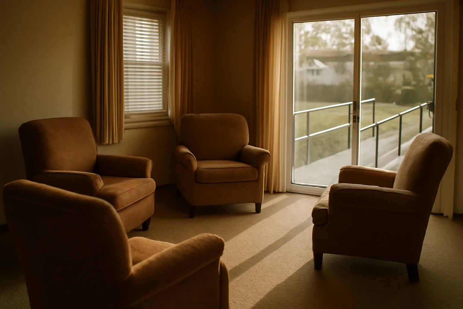 Sunlit living room in a residential home preparing to open as a licensed group home