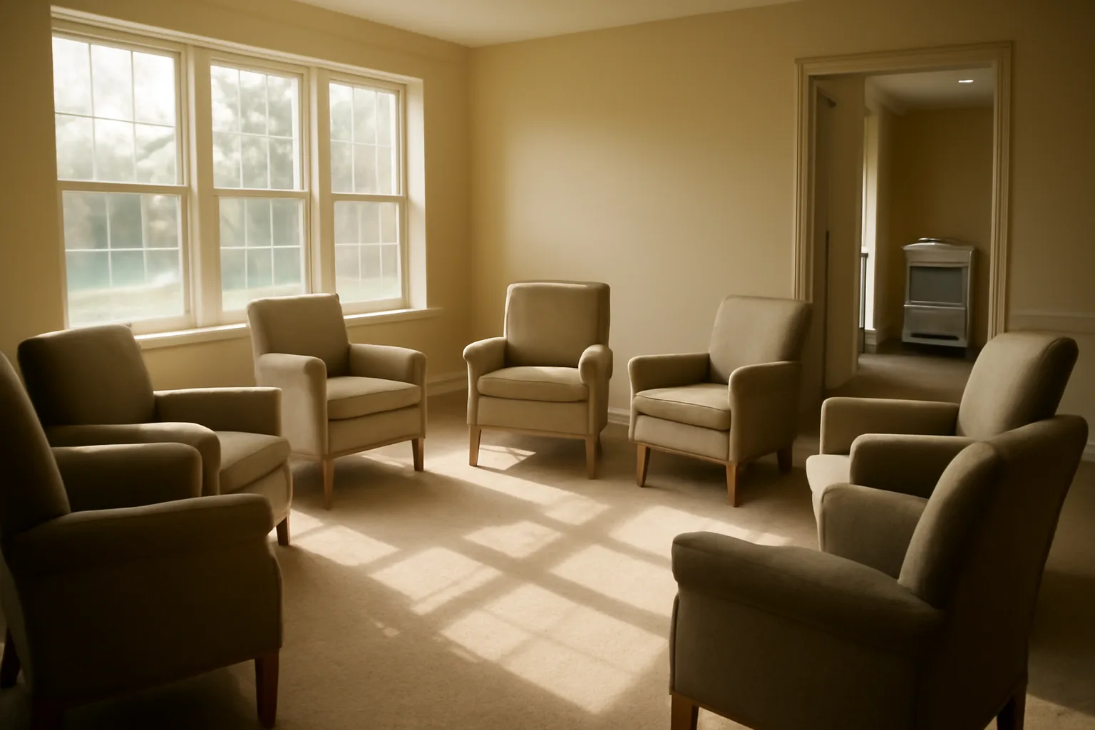 Sunlit living room in an Illinois assisted living residential care home
