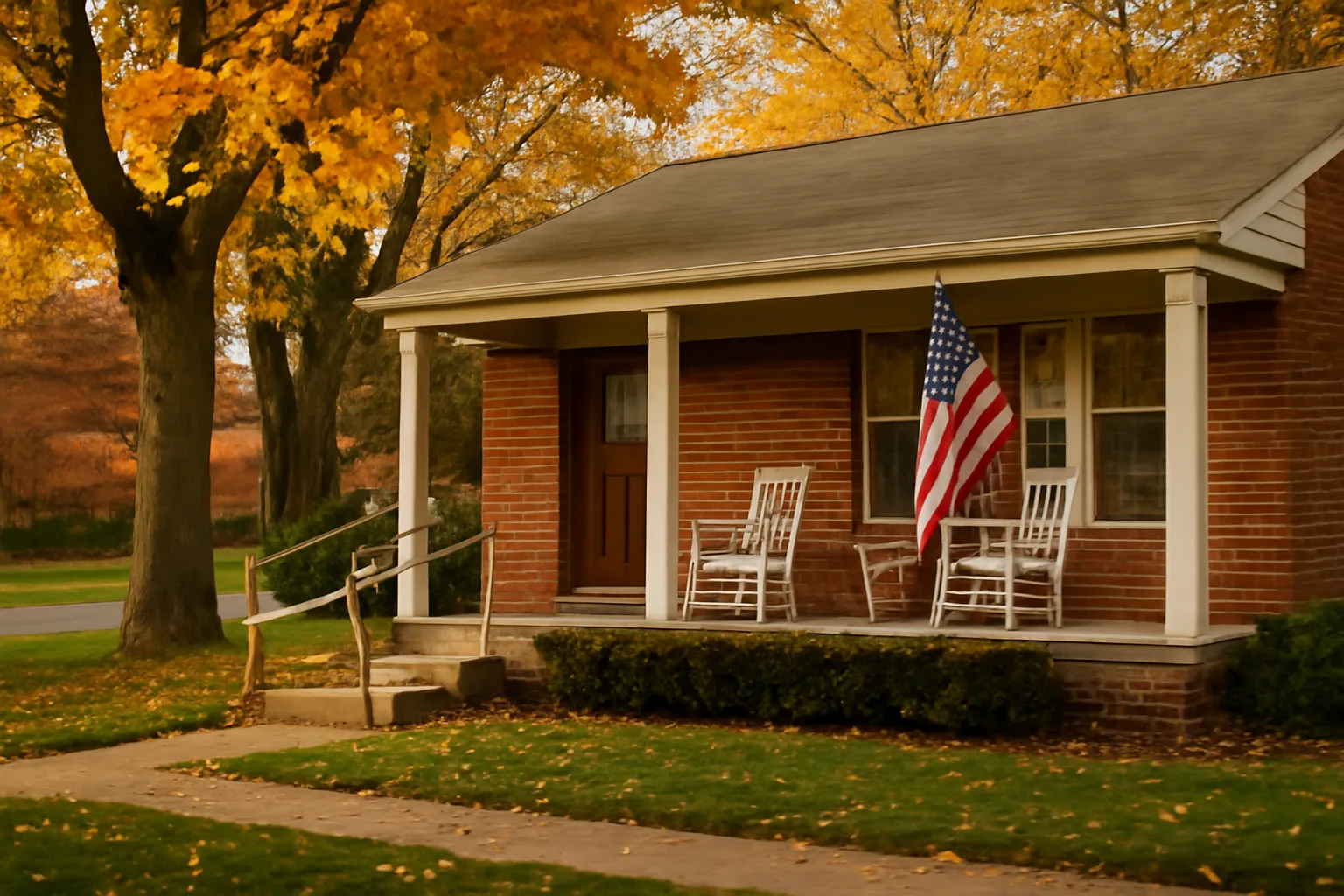 Residential care home in Michigan neighborhood during autumn