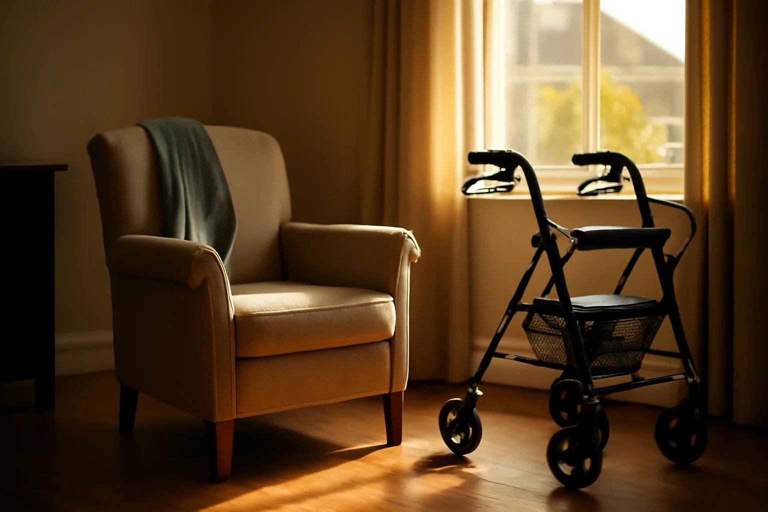 Sunlit living room in a small licensed assisted living residential care home
