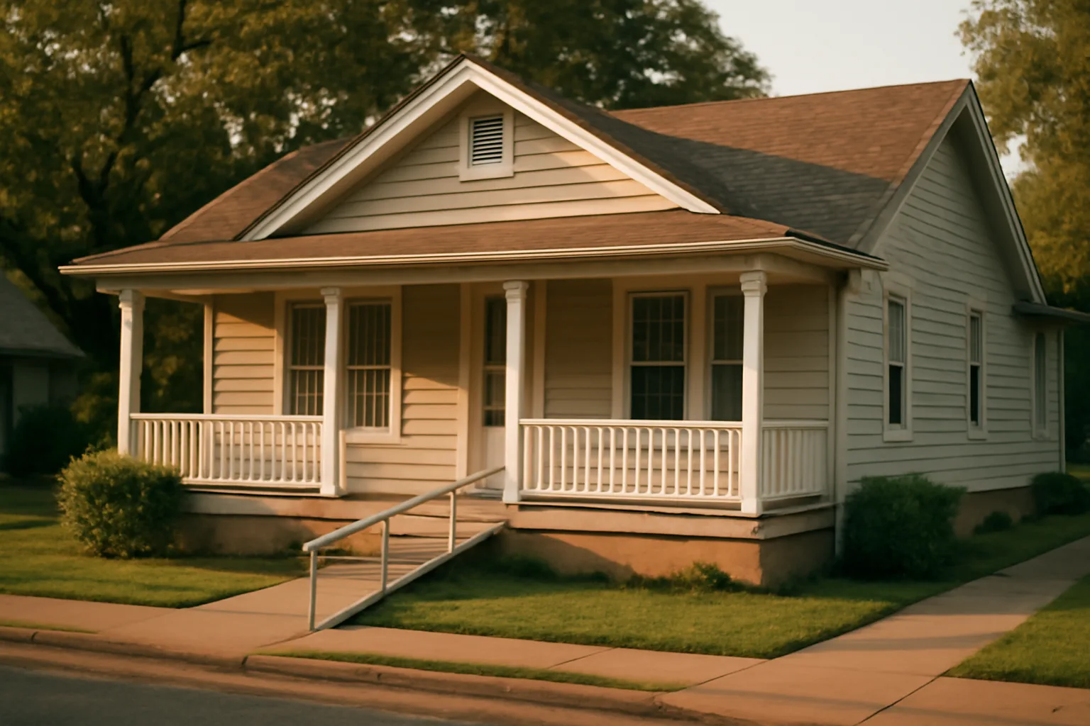 Single-story Texas residential home with wheelchair ramp illustrating group home requirements