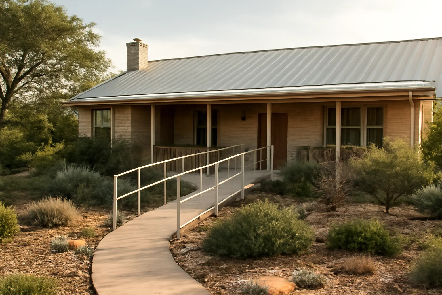 Single-story Texas home with wheelchair ramp used as a licensed group home