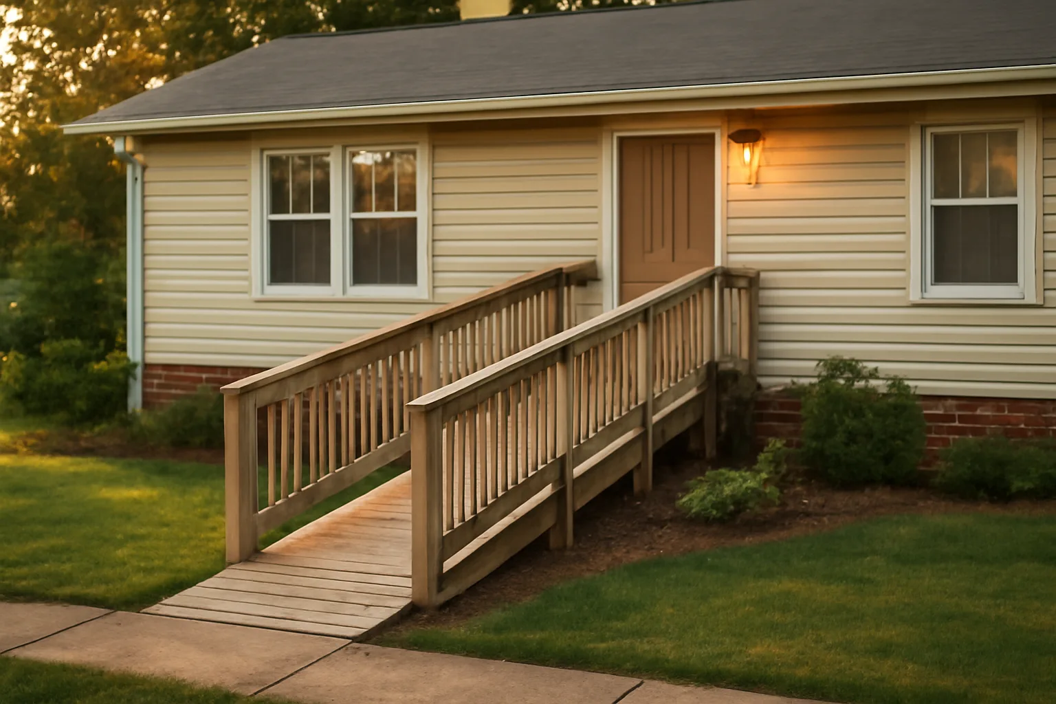 Suburban Virginia house with a wheelchair ramp representing group home licensing