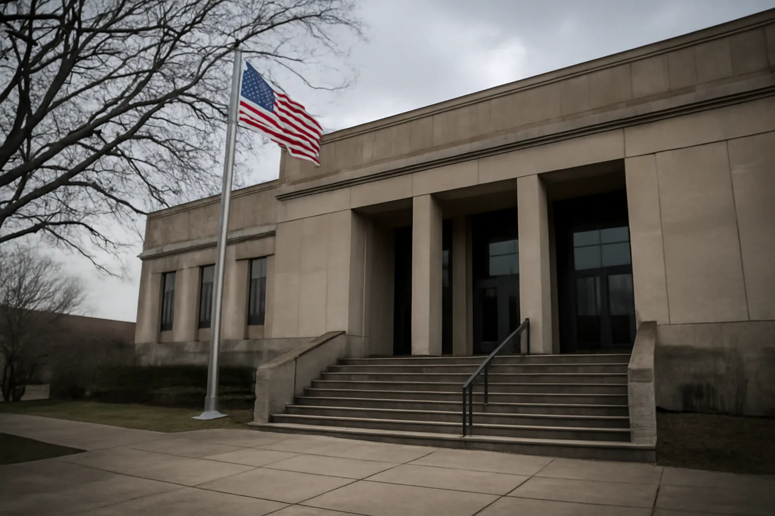 State government building entrance where assisted living licensing agencies operate